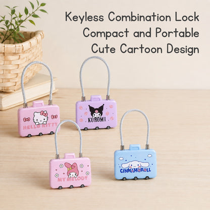 Cute Combination Lock Portable Cable Lock Luggage Combination Lock Cartoon Password Lock Mini Luggage Lock for Travel Bags Backpack Suitcase