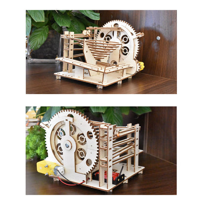 Kid's Wooden Marble Run Toy Children's Toy Electric Marble Run Hand-Assembled Educational Boys Toy