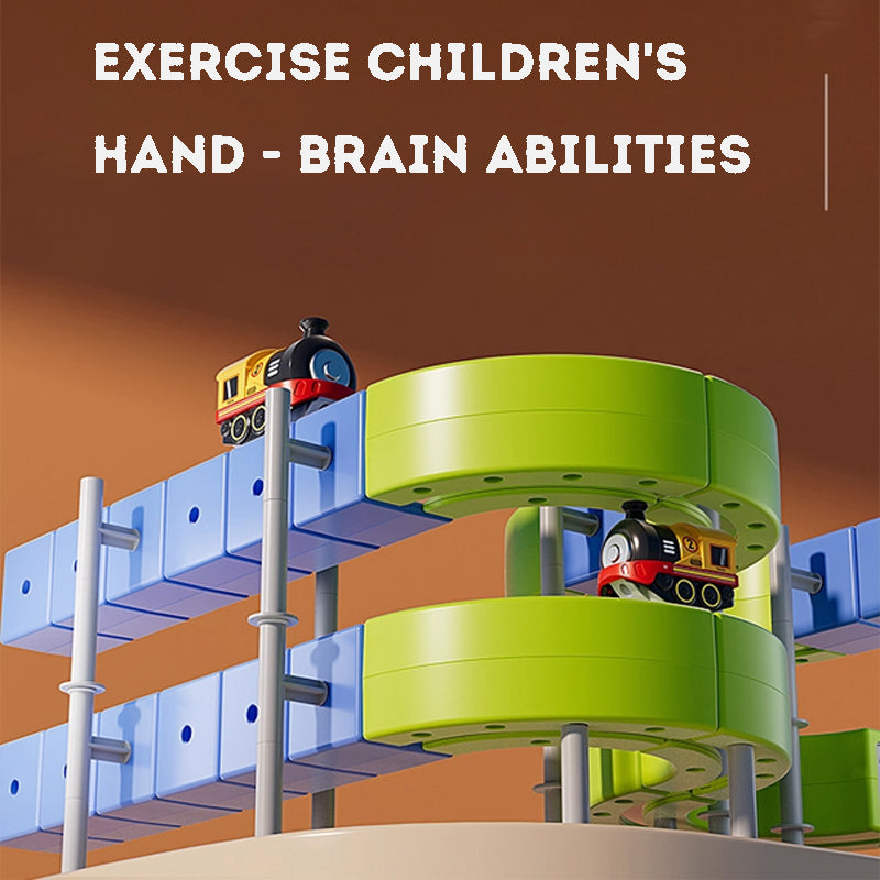 Kid's Magnetic Tiles Track  Electric Train Track Toy  Free Assembly Building Blocks Set Kid's Birthday Gift