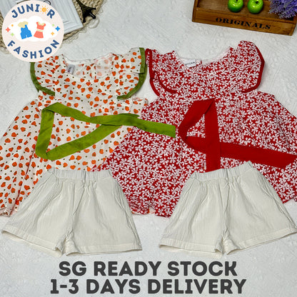 2023 Summer New Fashionable and Cute Girls' Dress - Butterfly Bow Floral Dress