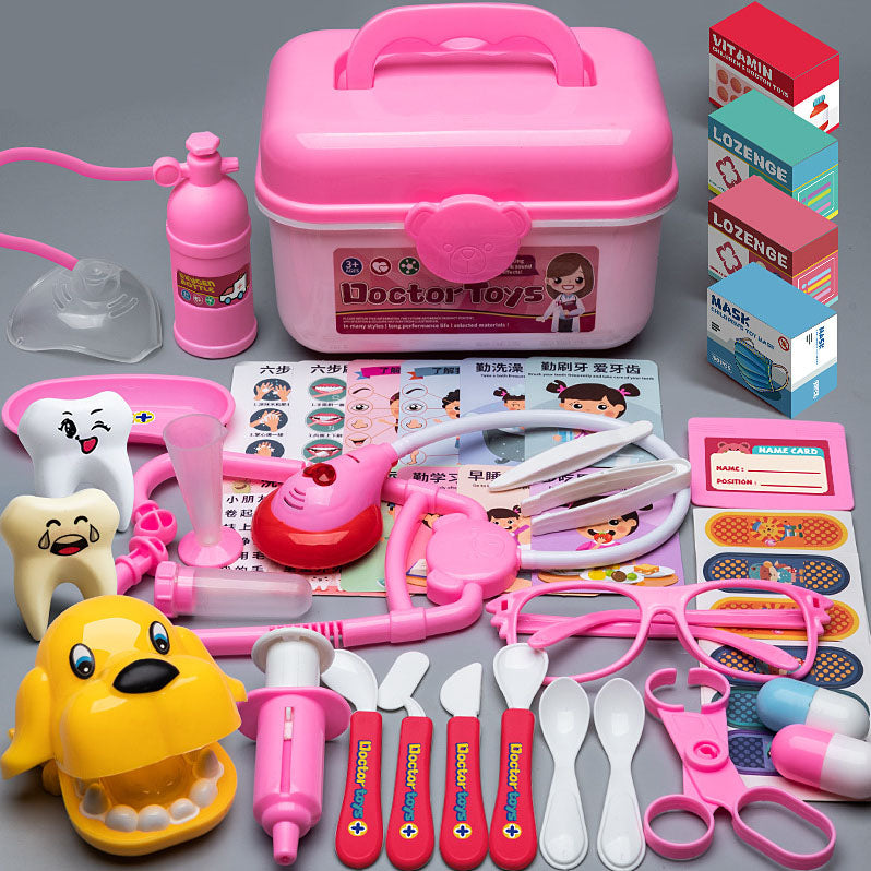 Children's Pretend Play Doctor Toy Medical Kit Set for Girls, Role Play Nurse with Injection, Stethoscope, Sound & Light, Home Playset.