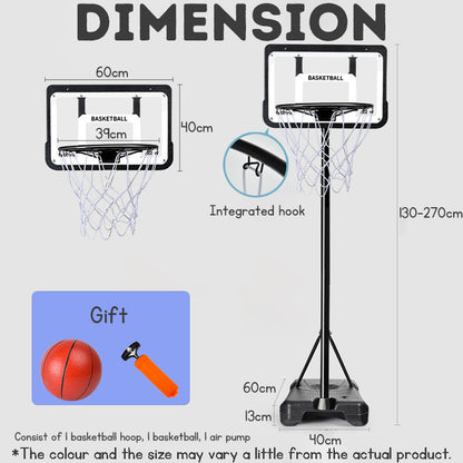 Adjustable Basketball Hoop for Kids – 130-270cm Stand, Indoor/Outdoor Basketball Toy