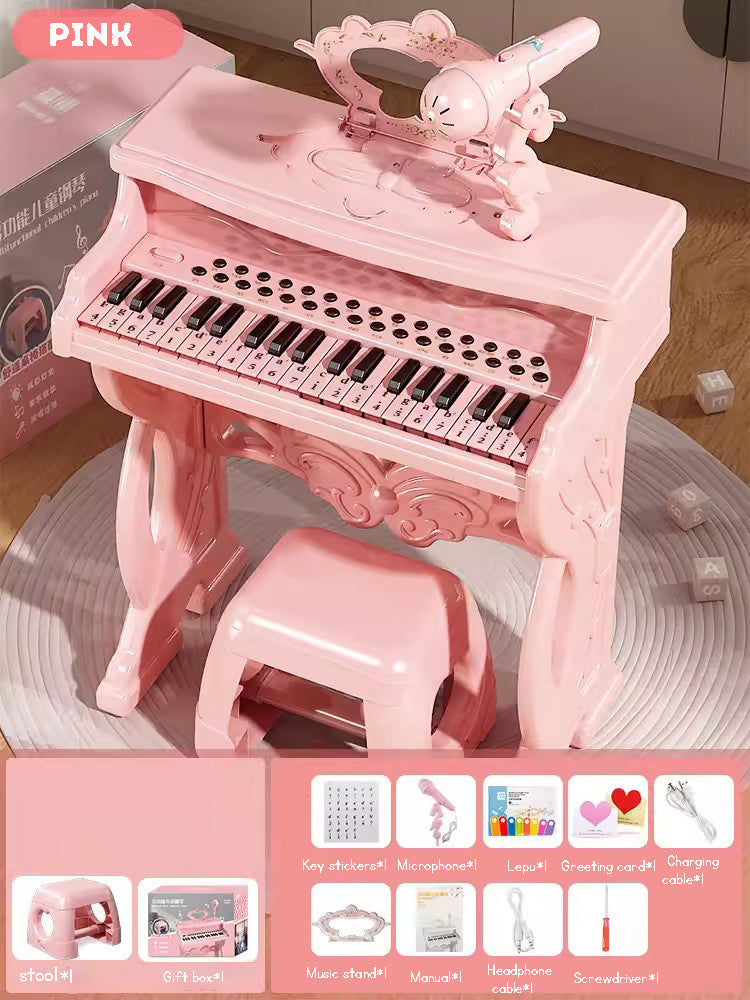 Kid’s 37-Key Electronic Keyboard Piano with Mic Set – Multiple Music Styles, Ideal Toy for Girls