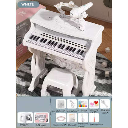 Kid’s 37-Key Electronic Keyboard Piano with Mic Set – Multiple Music Styles, Ideal Toy for Girls