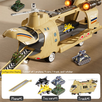 Large Children's Airplane Helicopter Transporter for Boys Educational Toy Realistic Sound Light Effects