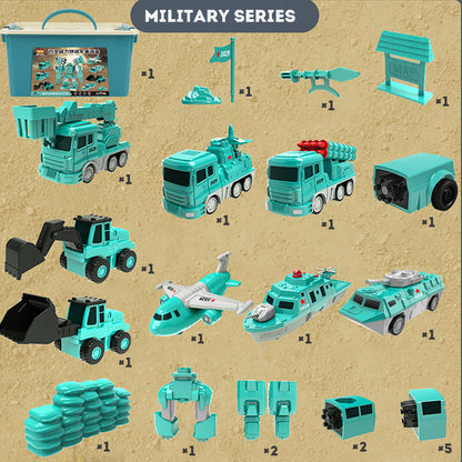 Magnetic Transformation Engineering Car Assembled Toy Deformation Robot Car Toy For Kids