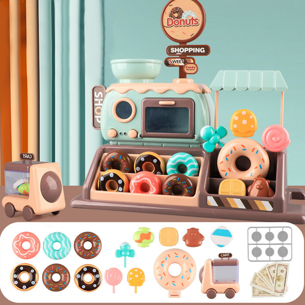 Kid's Pretend Play Simulated Oven Donut and Candy Supermarket Checkout Counter Pretend Play Toy for Girls