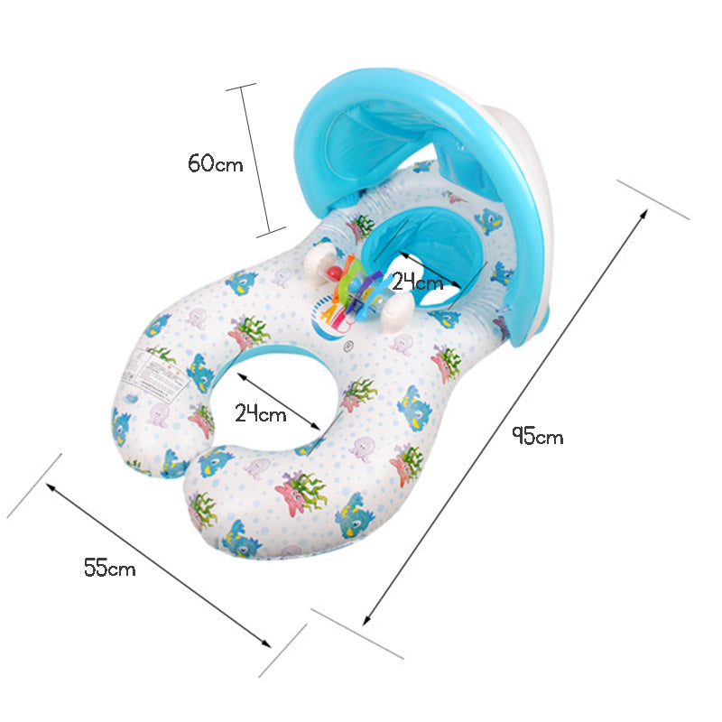 Baby Swimming Float Mother-child Swimming Ring Sunshade Infant Swimming Float Toddler Float