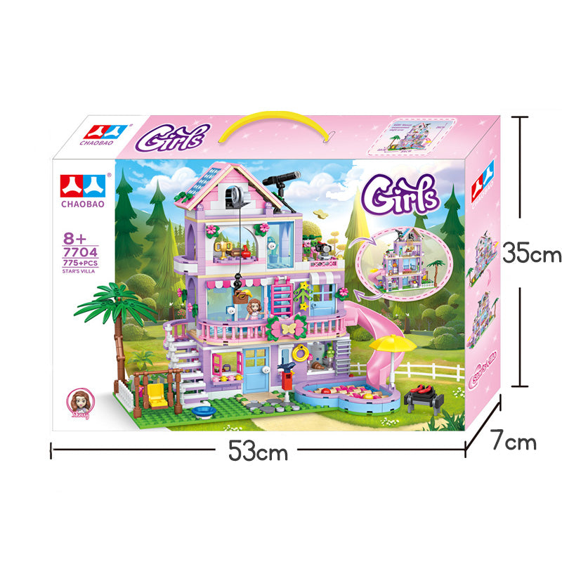Girls Princess Castle Villa Treehouse Building Blocks Set Kids Educational Construction Toy Princess Doll House Playset Gift for Girls