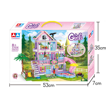 Girls Princess Castle Villa Treehouse Building Blocks Set Kids Educational Construction Toy Princess Doll House Playset Gift for Girls