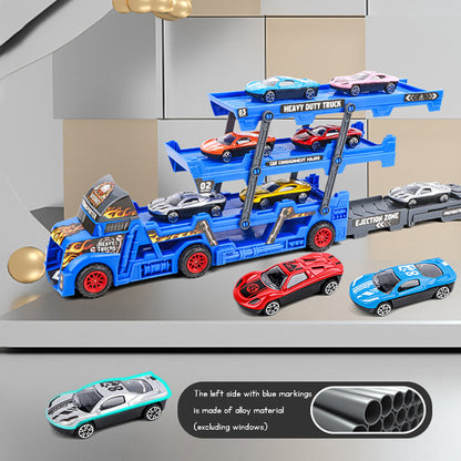 Kid's toy cargo truck unfolds folds for storage features launching function for small cars ideal birthday gift for boys