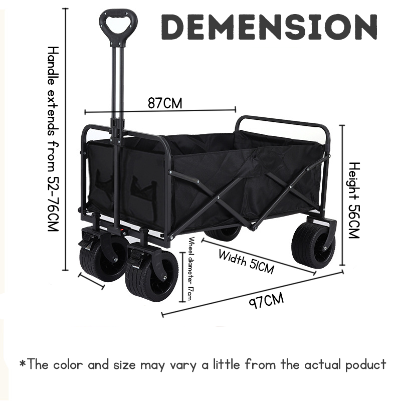 Collapsible Kids and Pets Wagon, 150L Steel Frame Trolley with All-Terrain Wheels