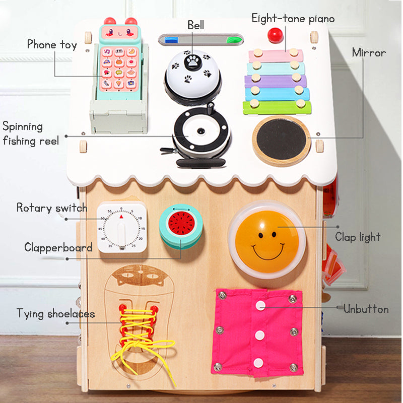 Baby Early Education Wooden Toys Baby Busy House DIY Children's Multi functional Toy