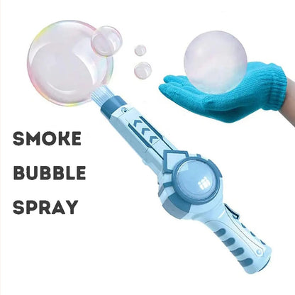 Innovative Rechargeable Bubble Toy with Smoke Bubble Machine, Fun & Safe Non-Toxic Elastic Bubbles and Hand Gloves