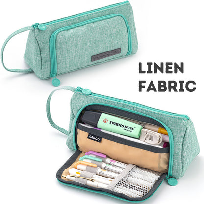 Large capacity corduroy solid color pencil case, simple and lovely student multifunctional stationery pouch/pencil box