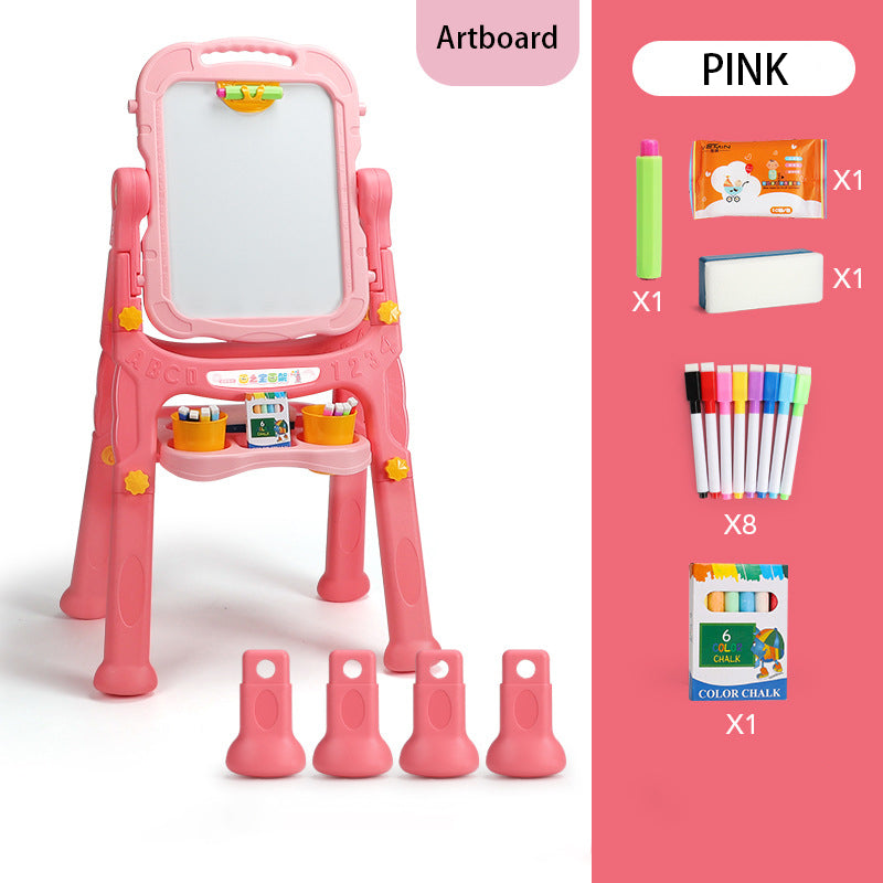 Double Sided Whiteboard and Chalkboard, Height Adjustable Drawing Board for Toddlers