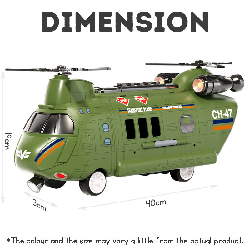 Large Children's Airplane Helicopter Transporter for Boys Educational Toy Realistic Sound Light Effects