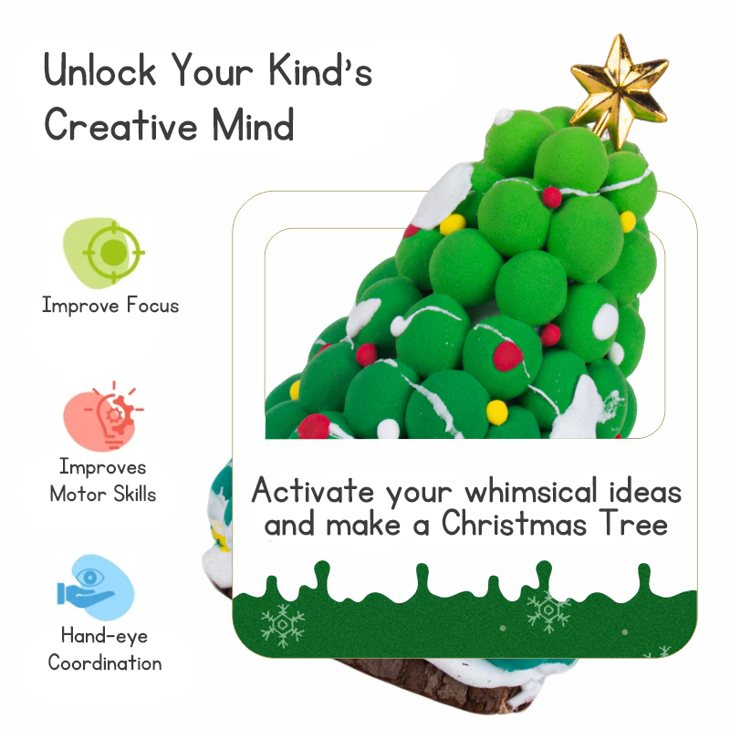 DIY Christmas Tree Clay Craft Kit for Kids Air Dry Modelling Clay Handmade Xmas Tree Making Set Creative Arts and Crafts Christmas Decorations Holiday Gifts