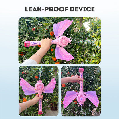 Princess Magic Wand Automatic Bubble Machine Handheld Glowing Music Fairy Wand Leak-proof Bubble Stick