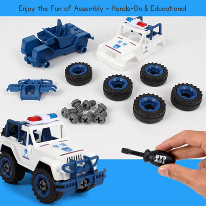 Children's Disassembly and Assembly Toy Car with Electric Screwdriver Screw Toy Engineering Vehicles Fire Trucks Police