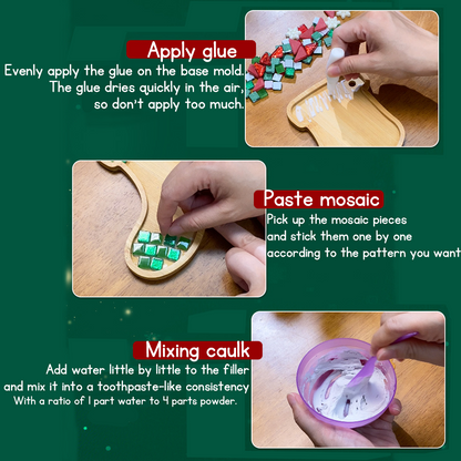 Christmas DIY Mosaic Coaster Making Kit Santa Claus Reindeer Xmas Tree Handmade Art Craft Set for Kids Christmas Gift Home Decoration