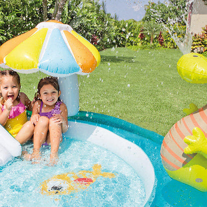 Round Inflatable Crocodile Pool with Kid's Slide Outdoor Play Pool Swimming Pool and Ocean Ball Pit