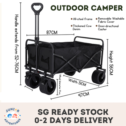Collapsible Kids and Pets Wagon, 150L Steel Frame Trolley with All-Terrain Wheels