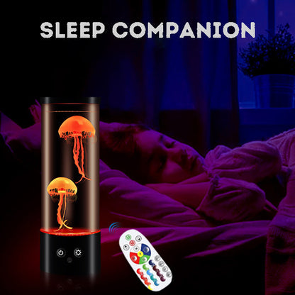 Remote-Controlled Dancing Jellyfish Lamp: Silent LED Color-Changing Creative Bedside Atmosphere Table Lamp with USB Night Light