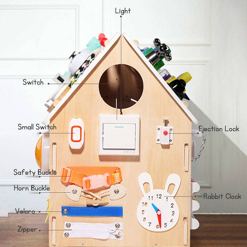 Baby Early Education Wooden Toys Baby Busy House DIY Children's Multi functional Toy