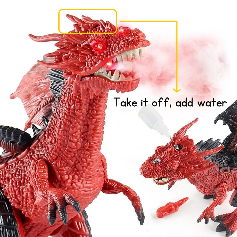Kids Infrared Remote Control Spray Fire Dragon Toy, Electric Light Sound Walking Swing Wings Simulation Fire Dragon Boy Toy