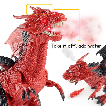 Kids Infrared Remote Control Spray Fire Dragon Toy, Electric Light Sound Walking Swing Wings Simulation Fire Dragon Boy Toy
