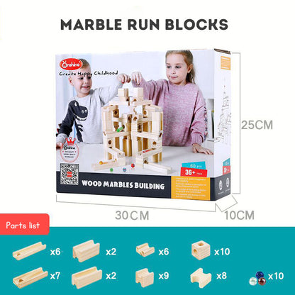 Marble Run Wooden Blocks Kids Educational Toys Marble Run Track Assembly Brain-Stimulating Building Blocks Birthday Gifts