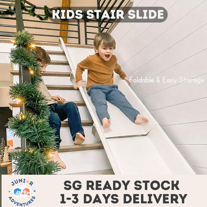 Kids Indoor Stair Slide, Adjustable Length Staircase Slide (170–390cm), No Installation, Anti-Slip Base, Safe PP Material, Space Saving Home Playground for Toddlers