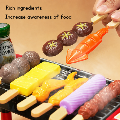 Kids Fried Noodle Cooking Toy & Pretend Play Barbecue Set with Light, Sound, Simulated Spray, Kitchen Toy Food Playset