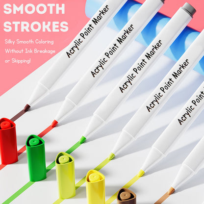 Acrylic Paint Markers Art Markers for Students Non Bleed Layering Capable 36 60 80 Colors Waterproof Quick Dry Marker Pen Set