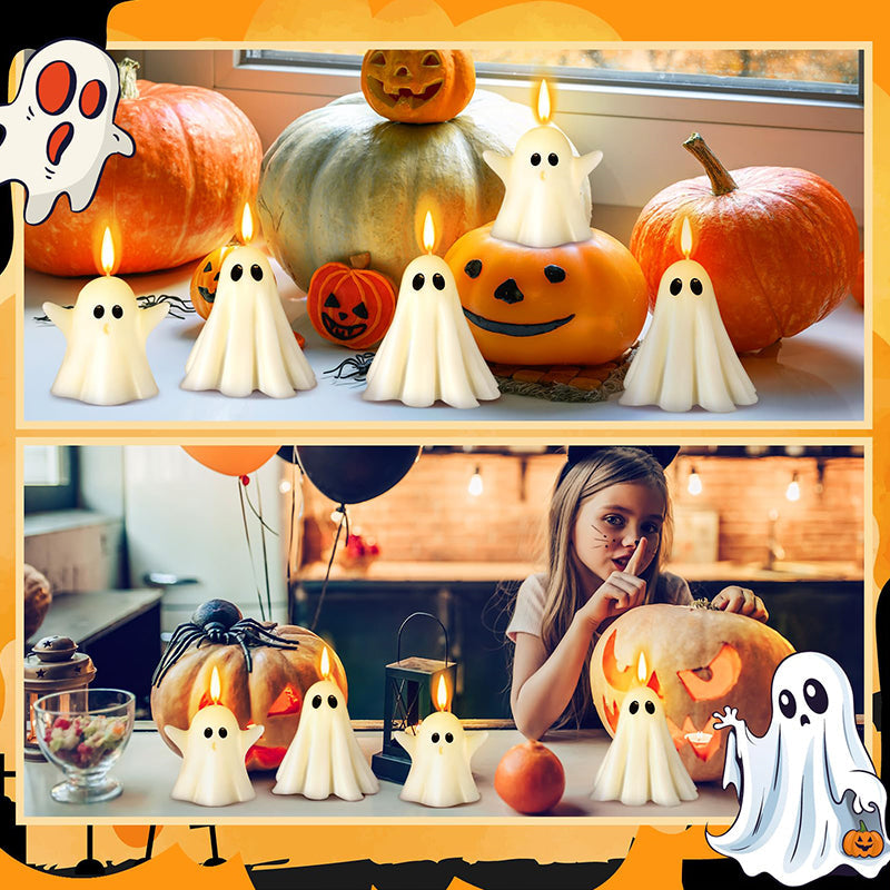 Halloween Decoration Scented Candle 6PCS Halloween Ghost Candle Party Decoration Room  Desktop Decor