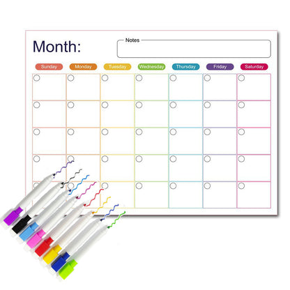 Magnetic A3 monthly schedule planner message board refrigerator magnet erasable 8 colors whiteboard markers whiteboard eraser