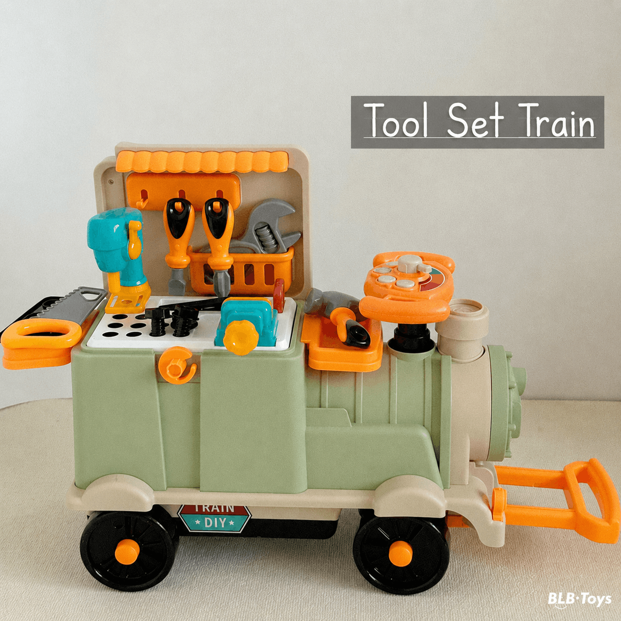 Kids ride on train toy colorful multifunctional storage train simulation kitchen with music