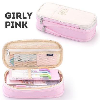 Multi-functional Layered Oxford Pencil Case with Expandable Capacity for Students, Portable and Durable Stationery Pouch