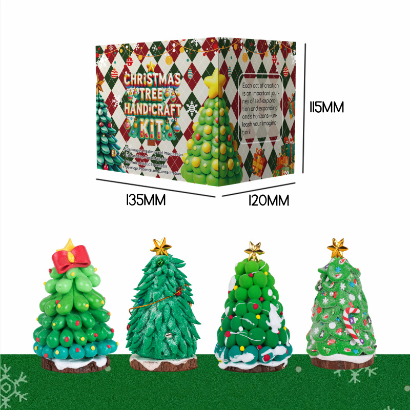 DIY Christmas Tree Clay Craft Kit for Kids Air Dry Modelling Clay Handmade Xmas Tree Making Set Creative Arts and Crafts Christmas Decorations Holiday Gifts