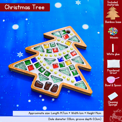 Christmas DIY Mosaic Coaster Making Kit Santa Claus Reindeer Xmas Tree Handmade Art Craft Set for Kids Christmas Gift Home Decoration