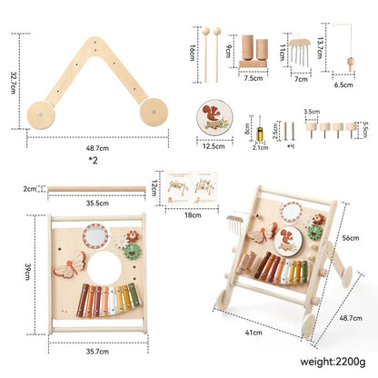 Musical Baby Walker Music Toys Push Toddler Car Baby Multi-Functional  Early Education Wooden Toys
