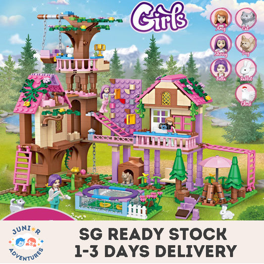 Girls Princess Castle Villa Treehouse Building Blocks Set Kids Educational Construction Toy Princess Doll House Playset Gift for Girls