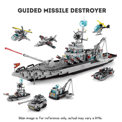 Building block battleship set military destroyer missile ship model blocks suitable both adults Kids toys set