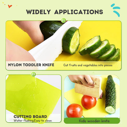 18-Piece kid's Kitchen Tool  Cooking and Baking Toy Plastic Safety Knife Cutting Board Kit