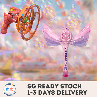 Princess Magic Wand Automatic Bubble Machine Handheld Glowing Music Fairy Wand Leak-proof Bubble Stick Dinosaur Bubble in Bubble Handheld Bubble Machine Fan Dinosaur Bubble Machine Summer Outdoor Bubble Gun Big Bubble Children's Toy