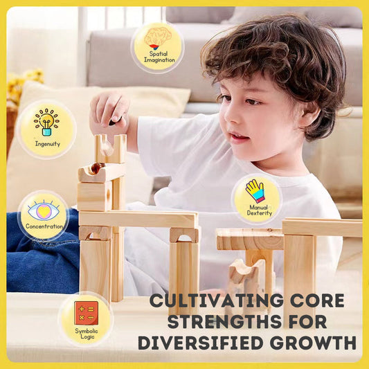 Marble Run Wooden Blocks Kids Educational Toys Marble Run Track Assembly Brain-Stimulating Building Blocks Birthday Gifts