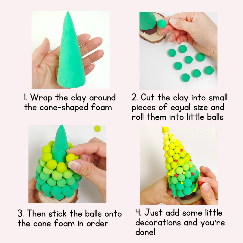 DIY Christmas Tree Clay Craft Kit for Kids Air Dry Modelling Clay Handmade Xmas Tree Making Set Creative Arts and Crafts Christmas Decorations Holiday Gifts