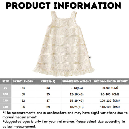 Girl Dress Kids Dress Girls Summer Dress Lace Hollow Out  Spaghetti Strap Dress Sleeveless 1-5Y