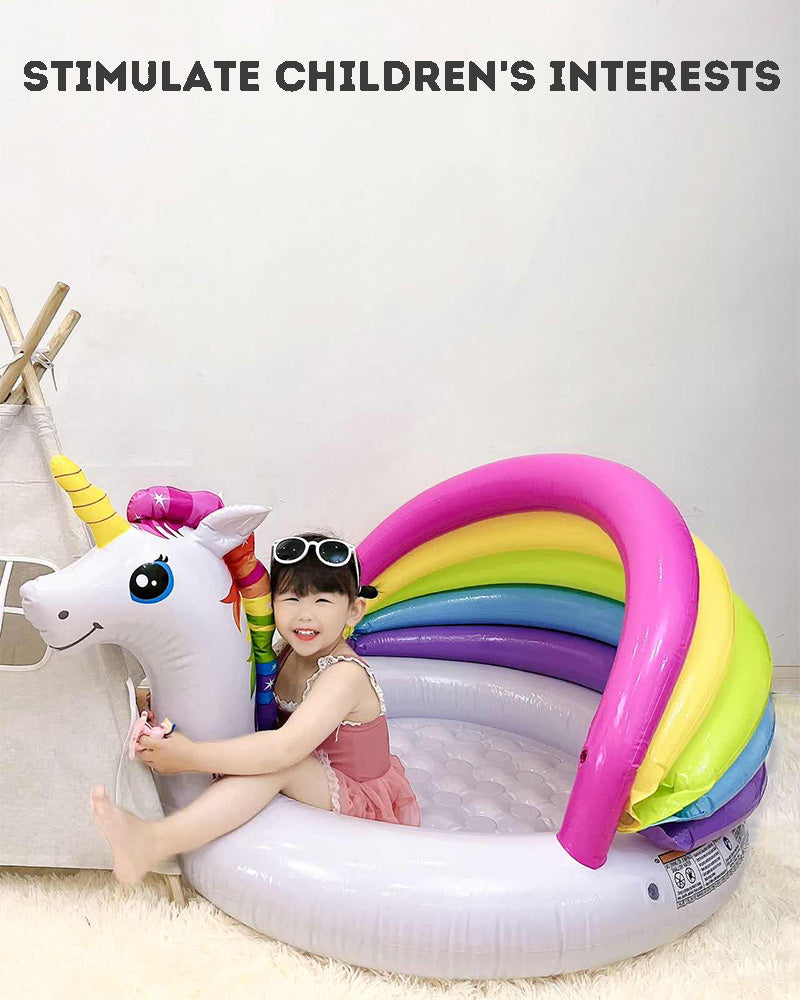 Unicorn Rainbow Canopy Inflatable Pool Children's Wading Pool Summer Baby Swimming Outdoor Swimming Pool